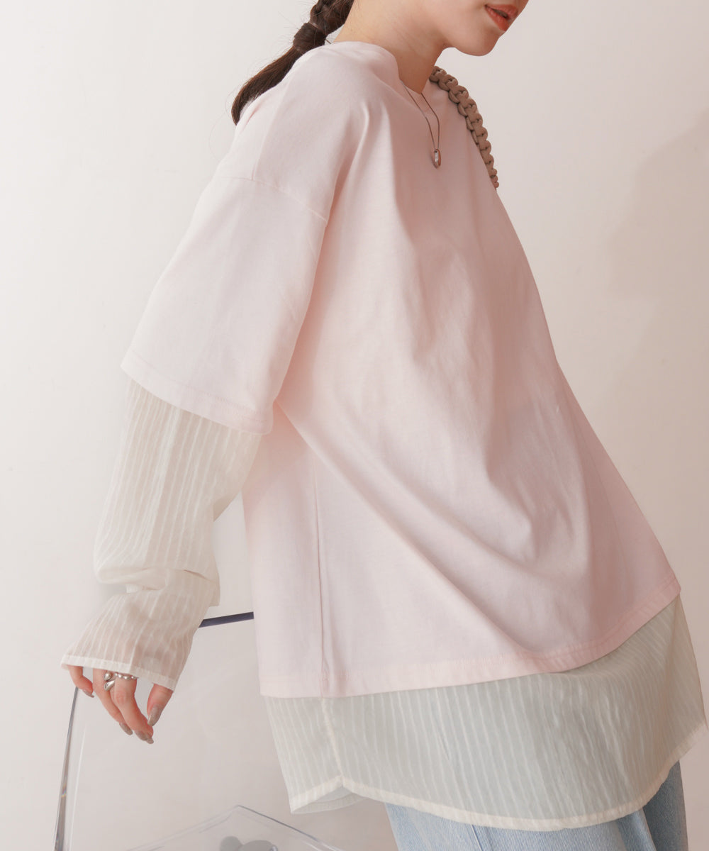 シアーストライプレイヤードプルオーバー