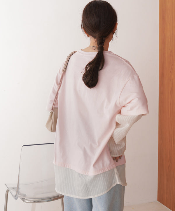 シアーストライプレイヤードプルオーバー