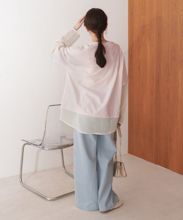 シアーストライプレイヤードプルオーバー