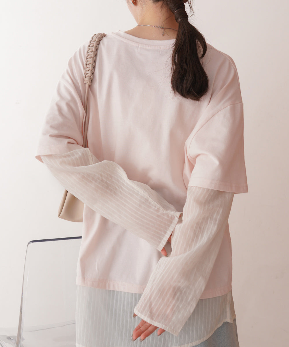 シアーストライプレイヤードプルオーバー