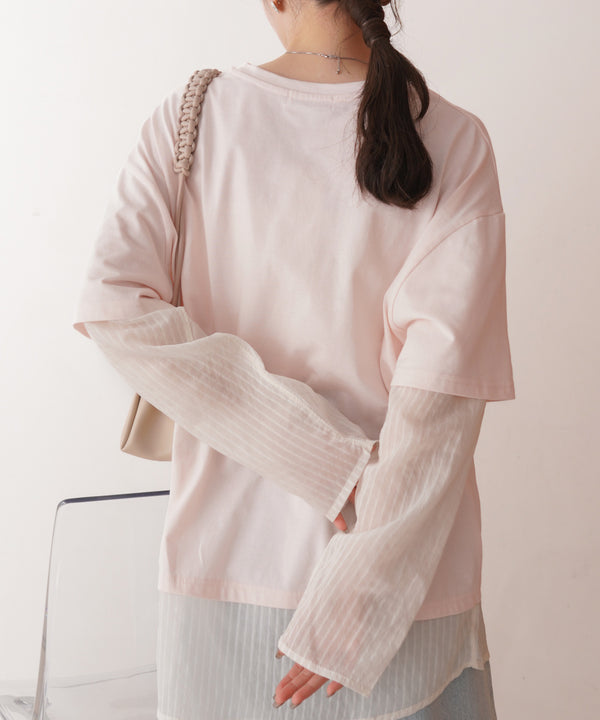 シアーストライプレイヤードプルオーバー