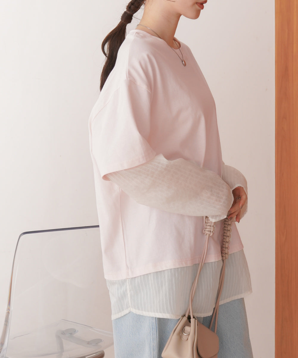 シアーストライプレイヤードプルオーバー