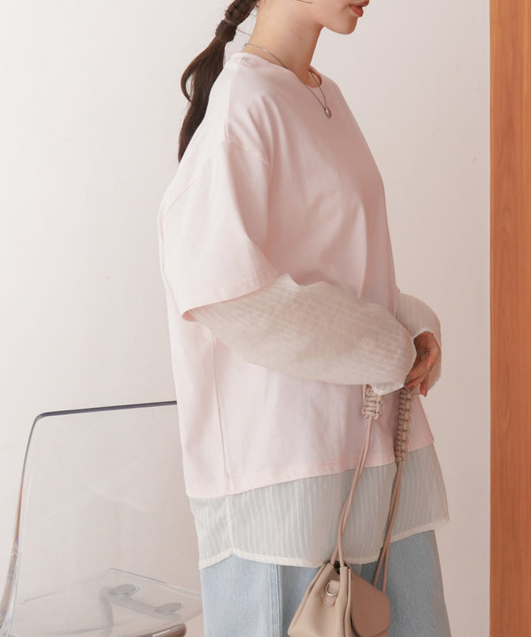 シアーストライプレイヤードプルオーバー