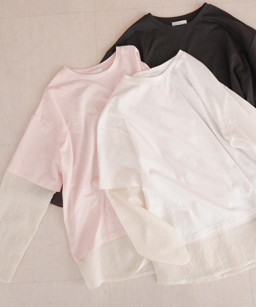 シアーストライプレイヤードプルオーバー