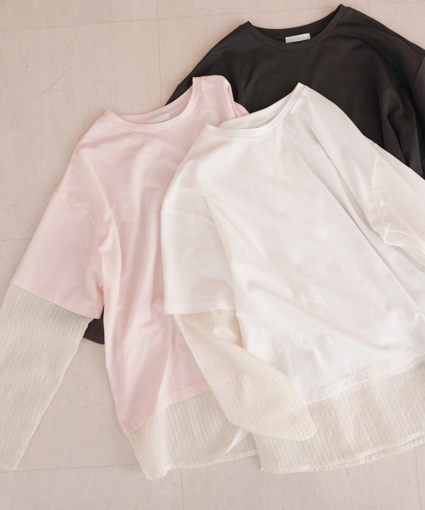 シアーストライプレイヤードプルオーバー