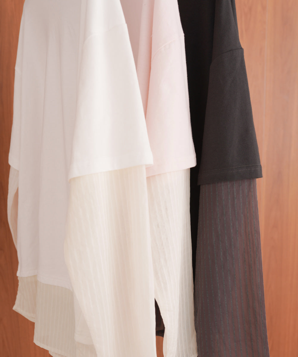 シアーストライプレイヤードプルオーバー