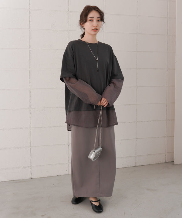 シアーストライプレイヤードプルオーバー