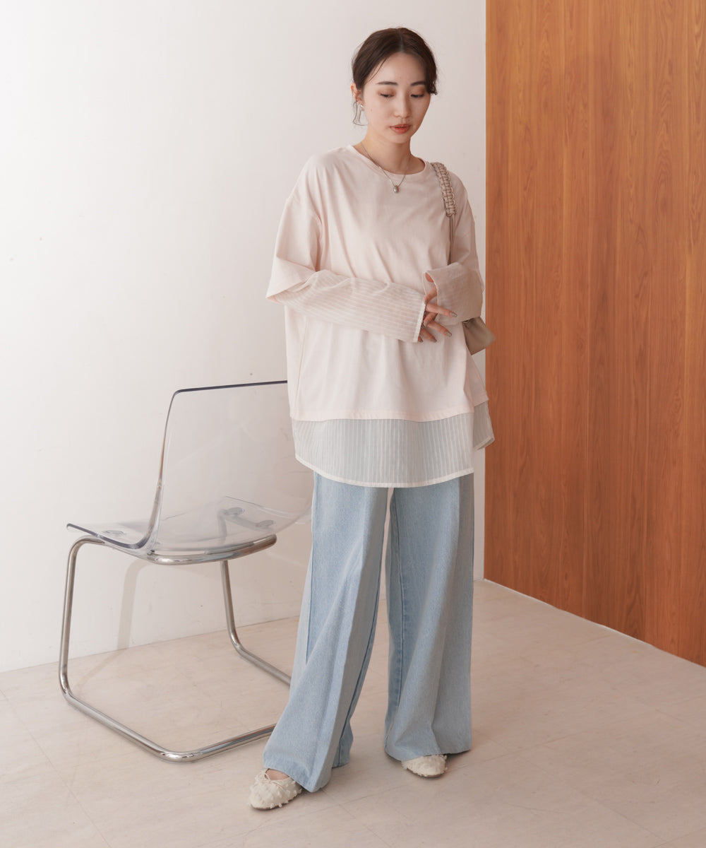 シアーストライプレイヤードプルオーバー