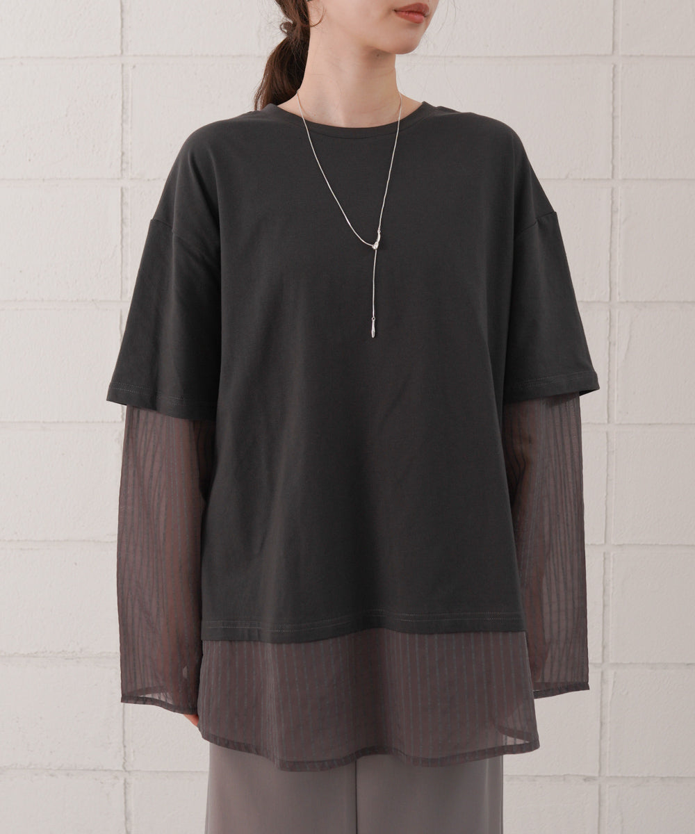 シアーストライプレイヤードプルオーバー