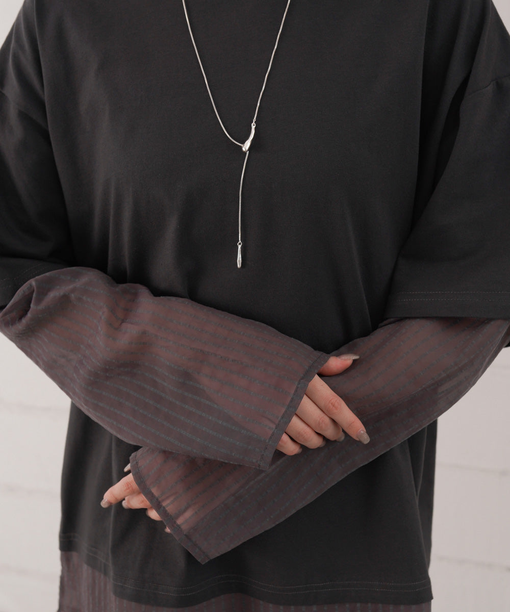 シアーストライプレイヤードプルオーバー