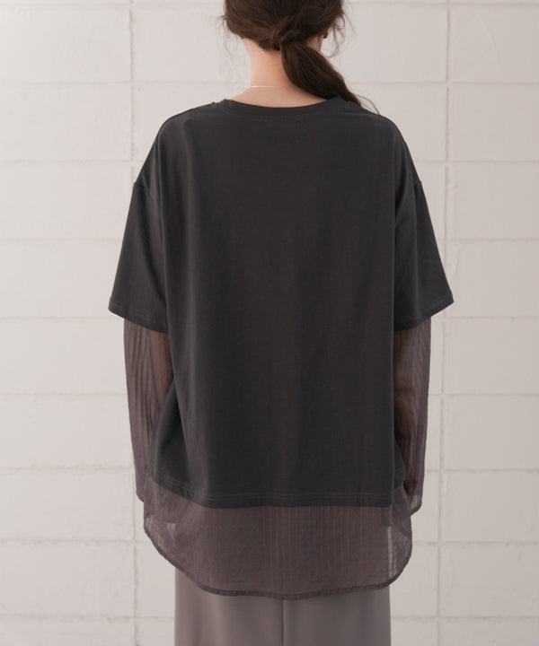 シアーストライプレイヤードプルオーバー