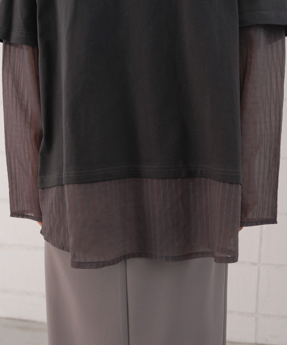 シアーストライプレイヤードプルオーバー