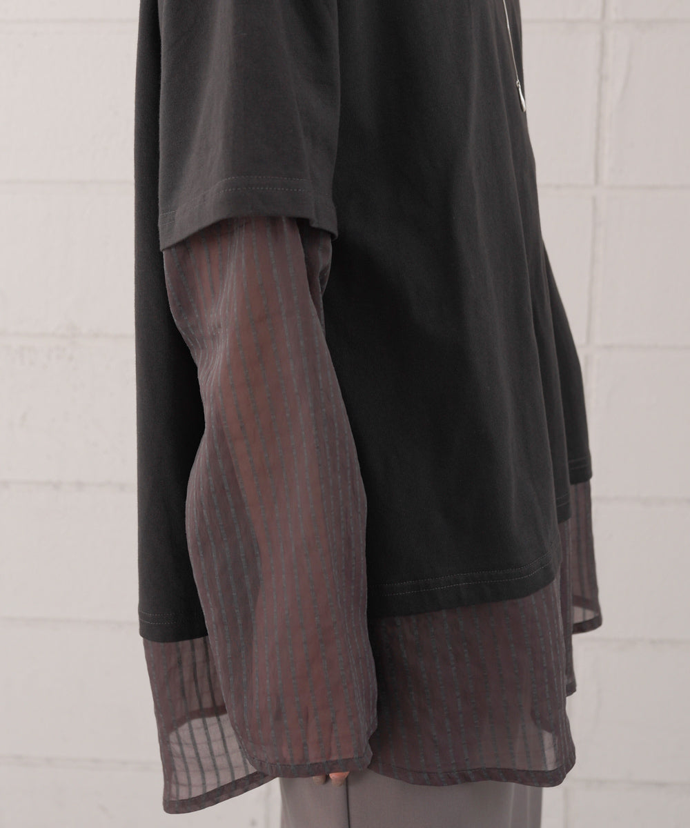 シアーストライプレイヤードプルオーバー