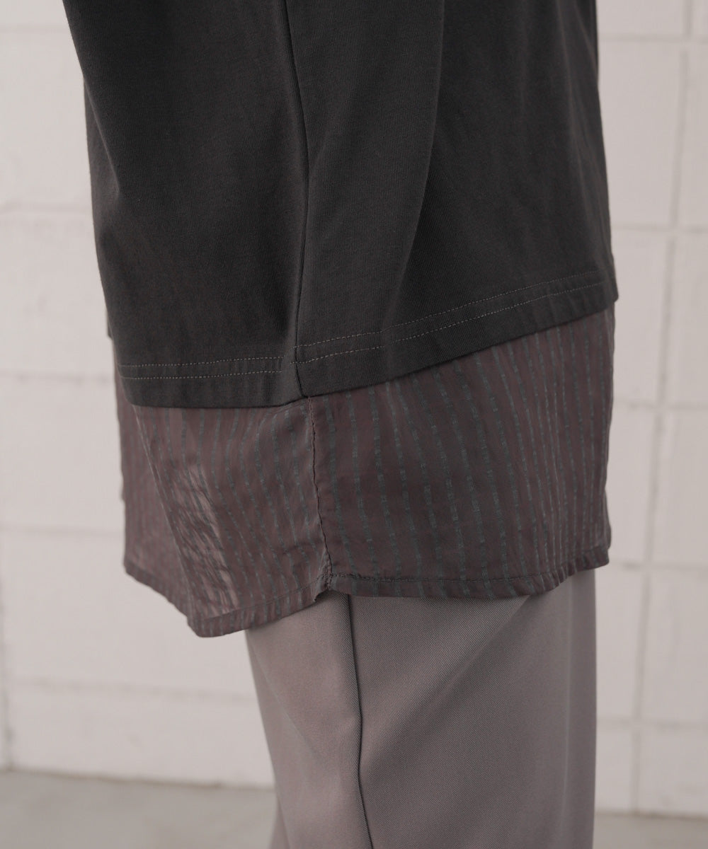 シアーストライプレイヤードプルオーバー