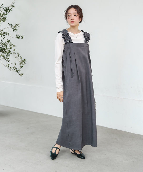 【S・Mサイズ展開】ギャザージャンパーワンピース