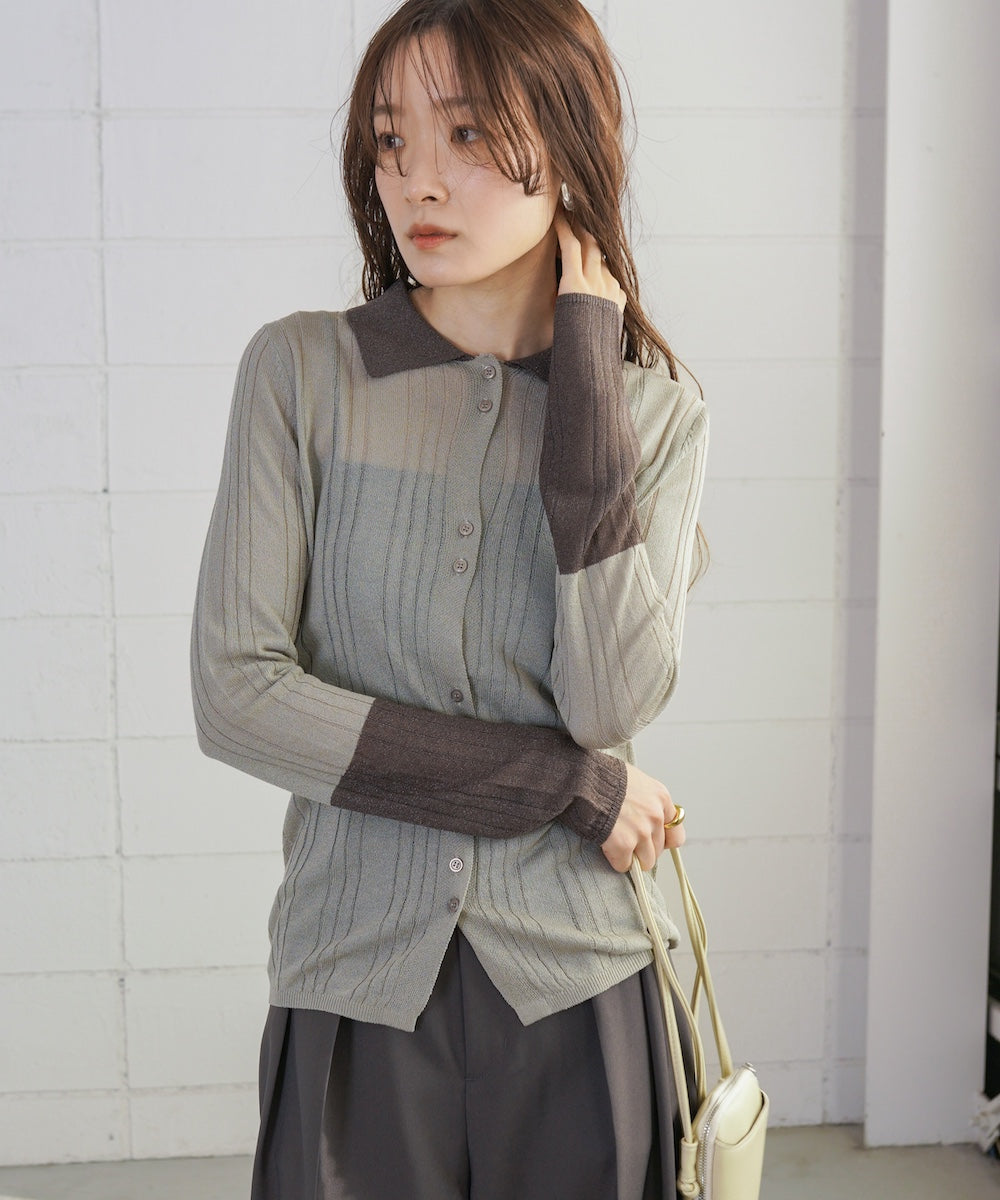 サマーニット襟付きカーディガン