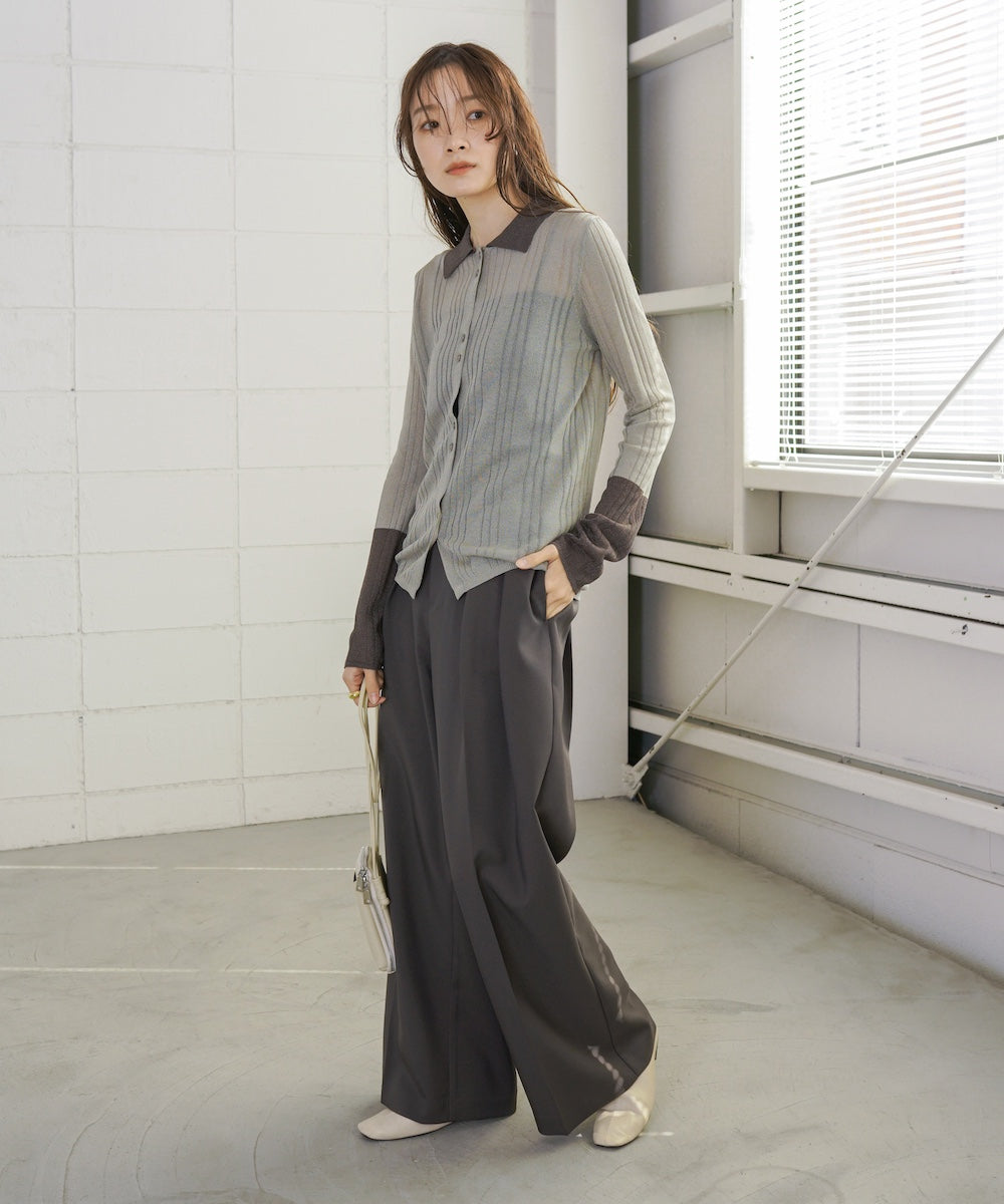 サマーニット襟付きカーディガン