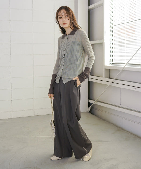 サマーニット襟付きカーディガン