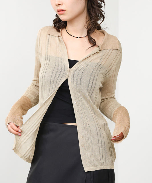 サマーニット襟付きカーディガン