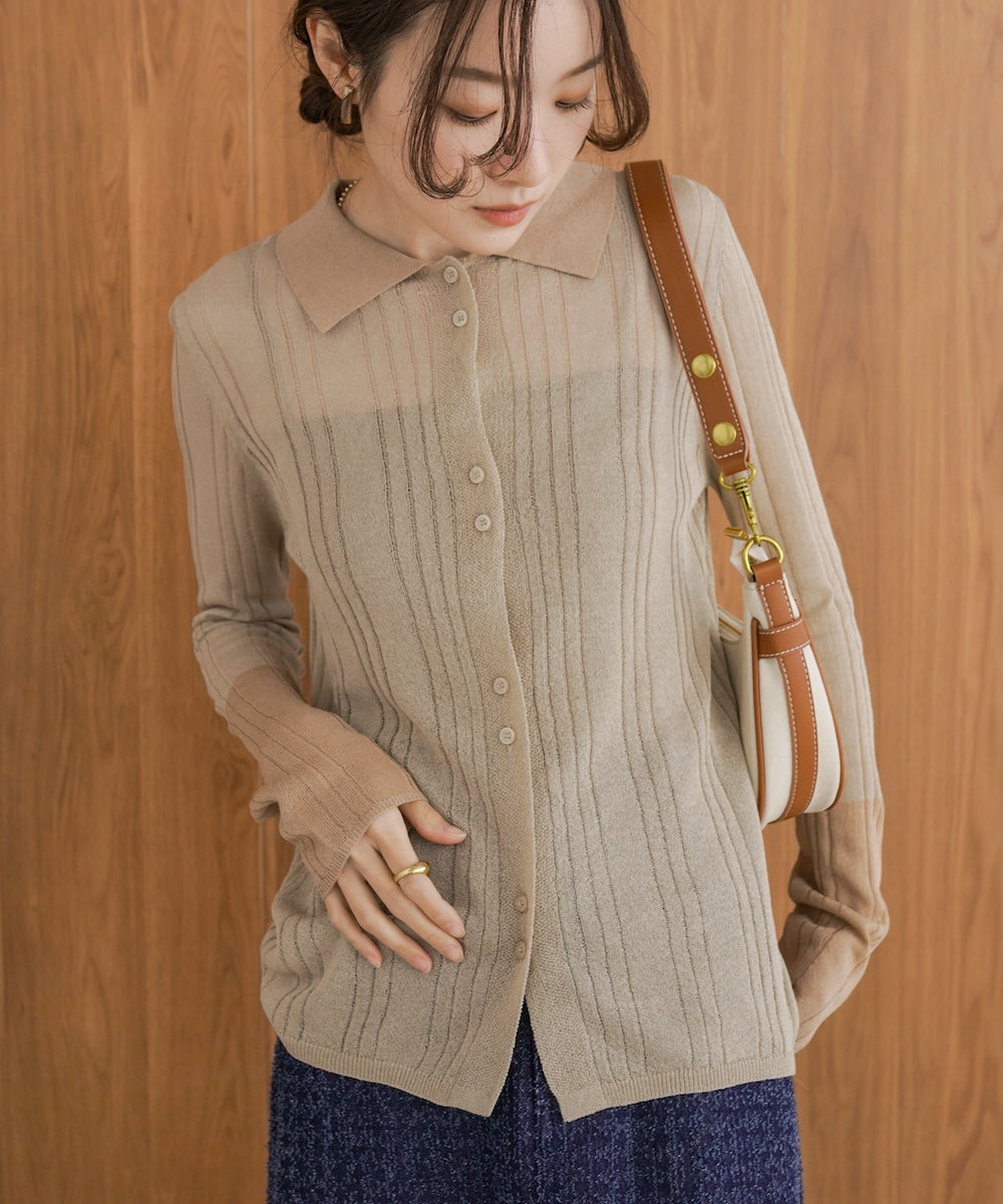 サマーニット襟付きカーディガン