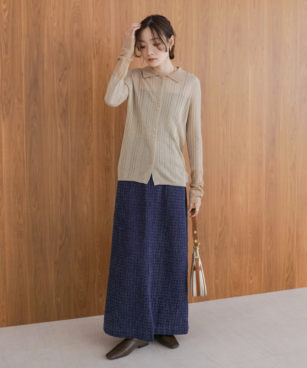 サマーニット襟付きカーディガン