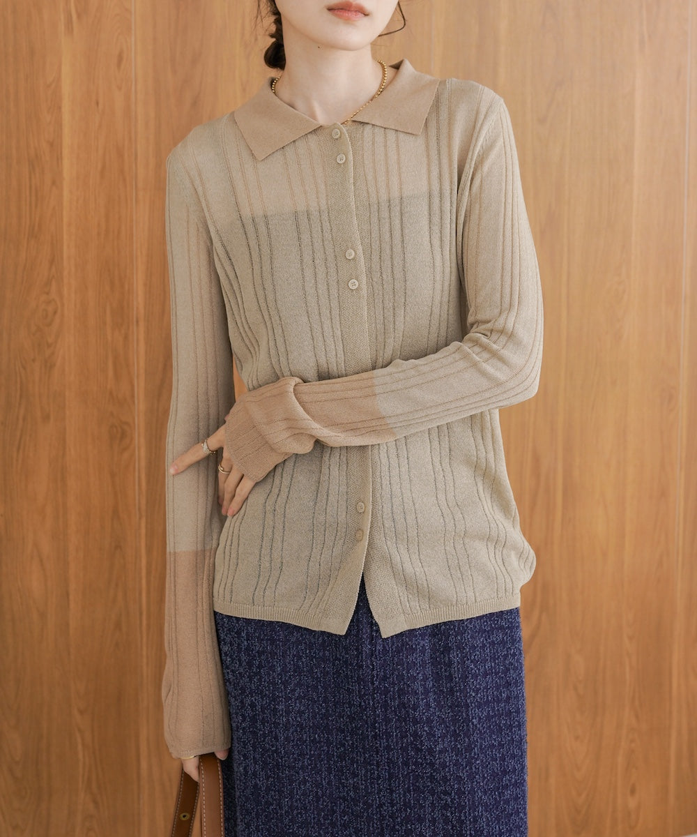 サマーニット襟付きカーディガン