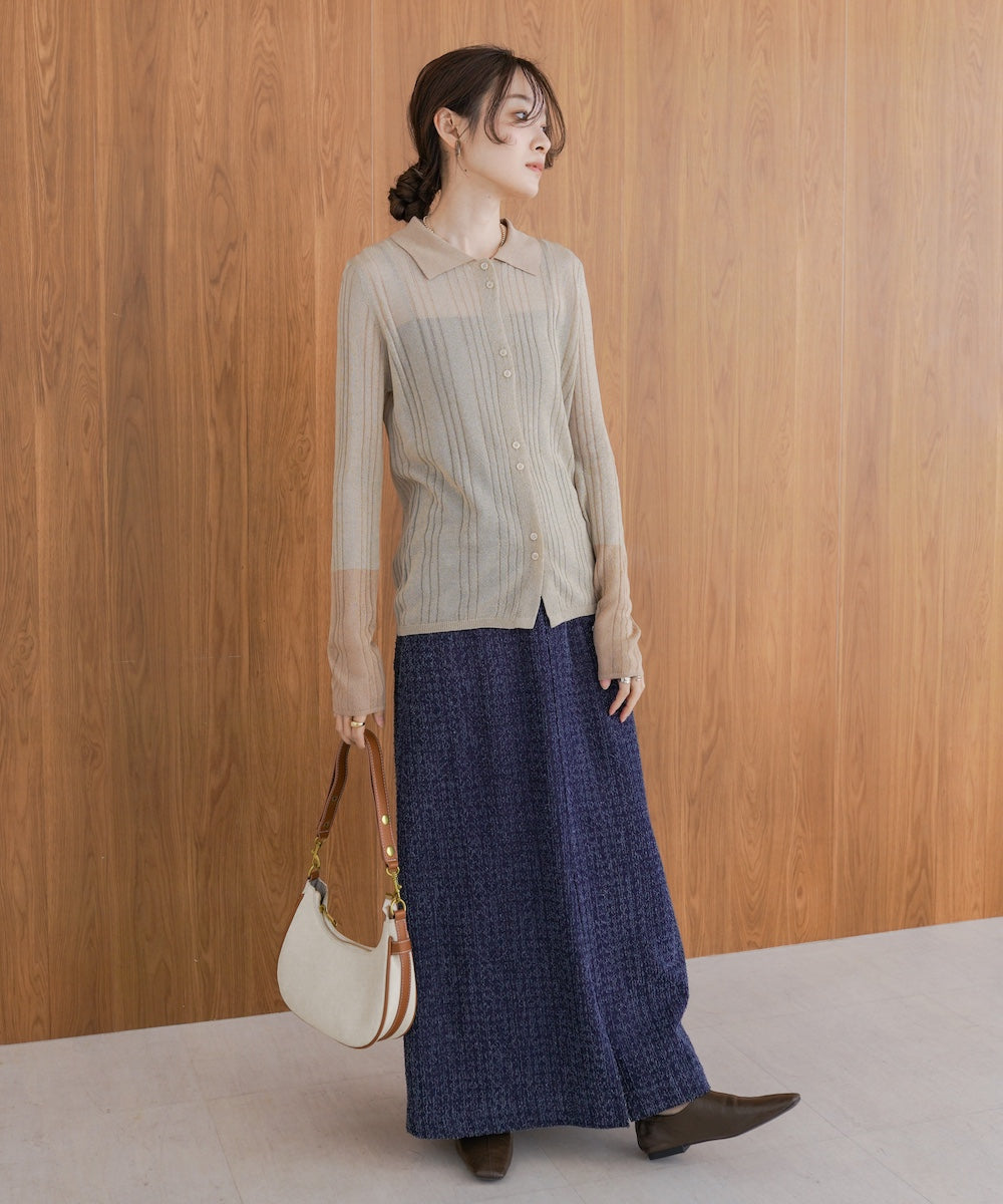 サマーニット襟付きカーディガン