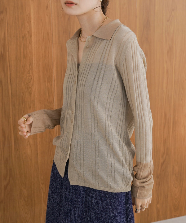 サマーニット襟付きカーディガン