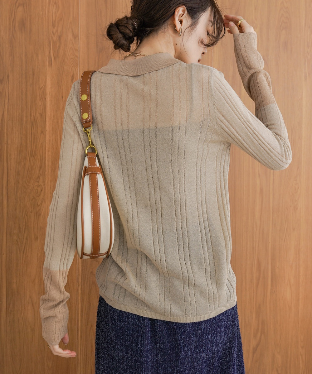 サマーニット襟付きカーディガン