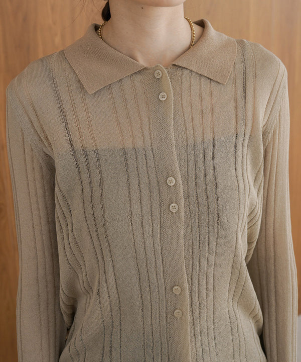 サマーニット襟付きカーディガン