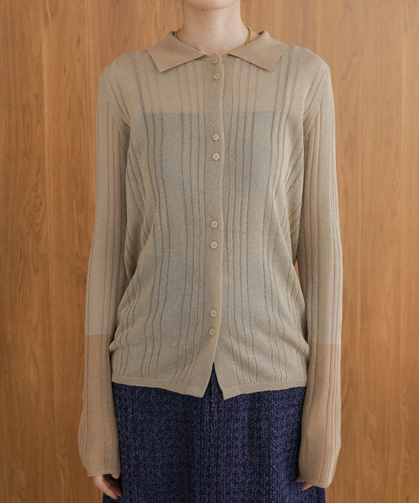 サマーニット襟付きカーディガン