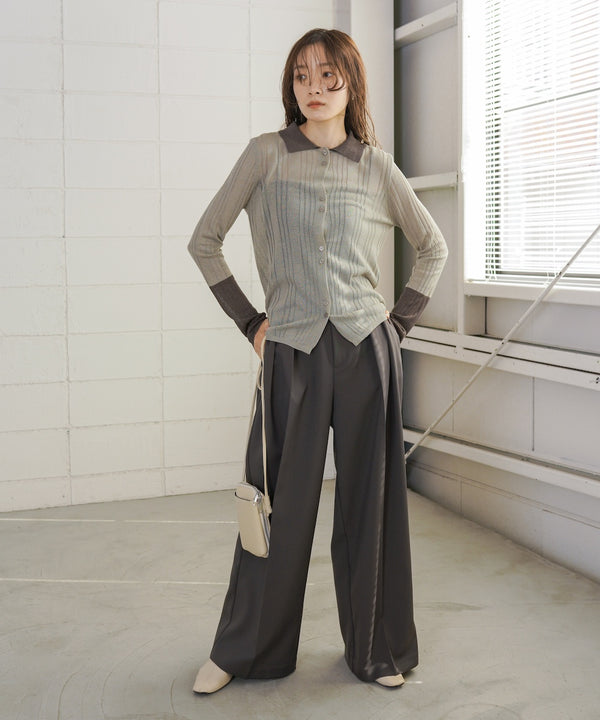 サマーニット襟付きカーディガン