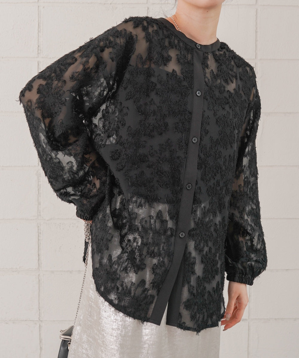 フェザージャガード前後２ＷＡＹロングブラウス