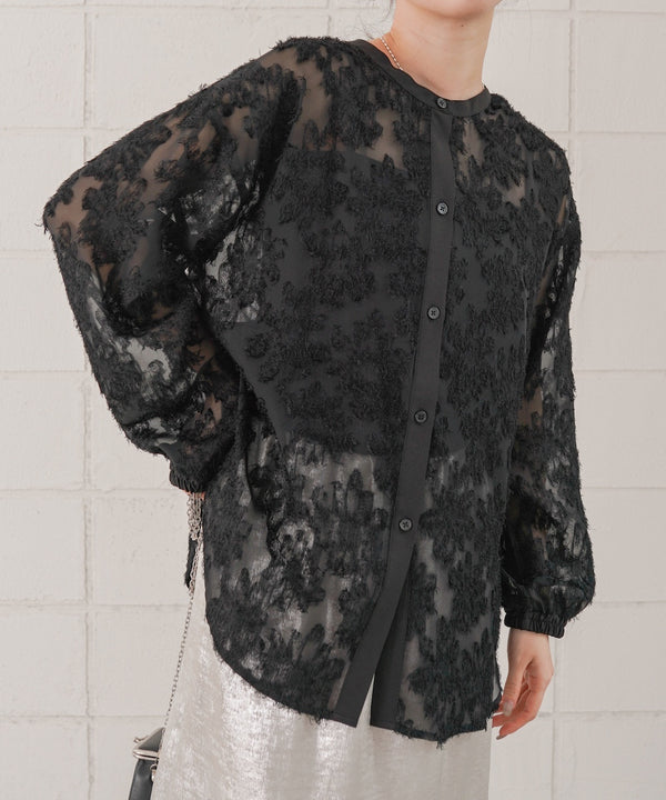 フェザージャガード前後２ＷＡＹロングブラウス