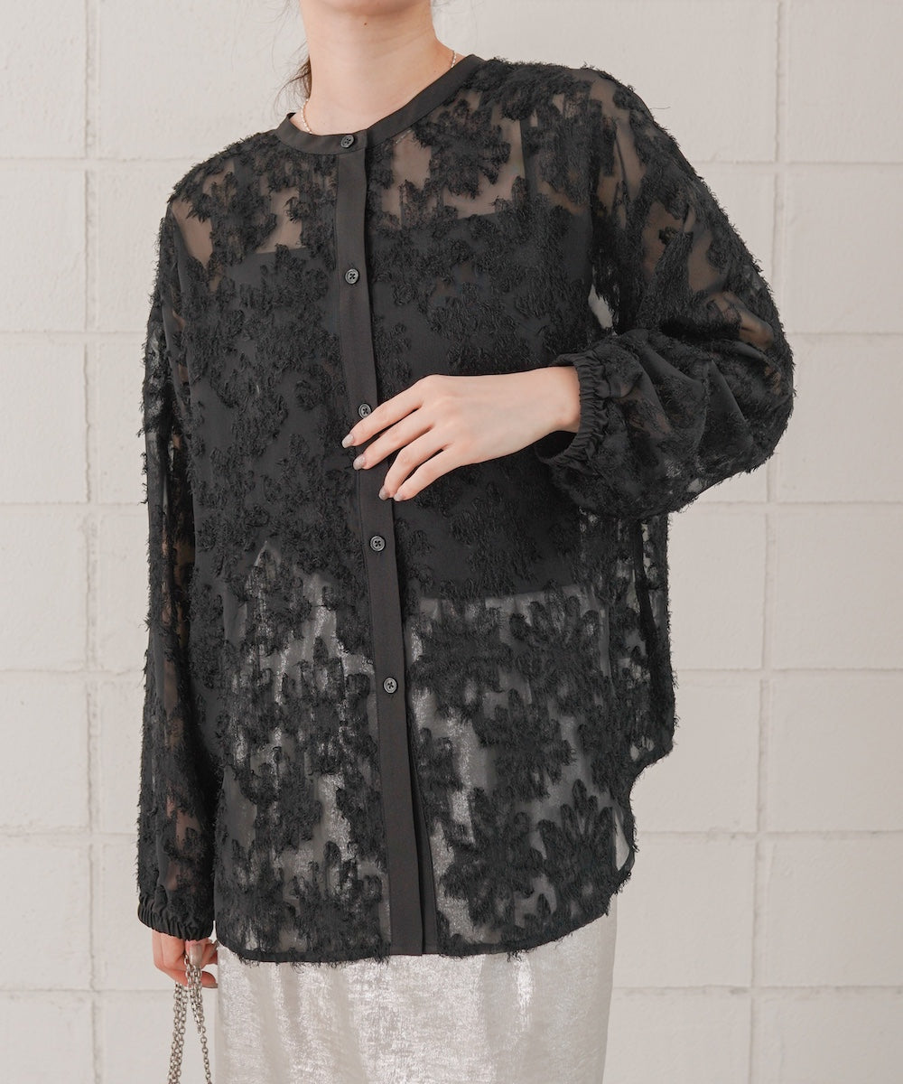 フェザージャガード前後２ＷＡＹロングブラウス