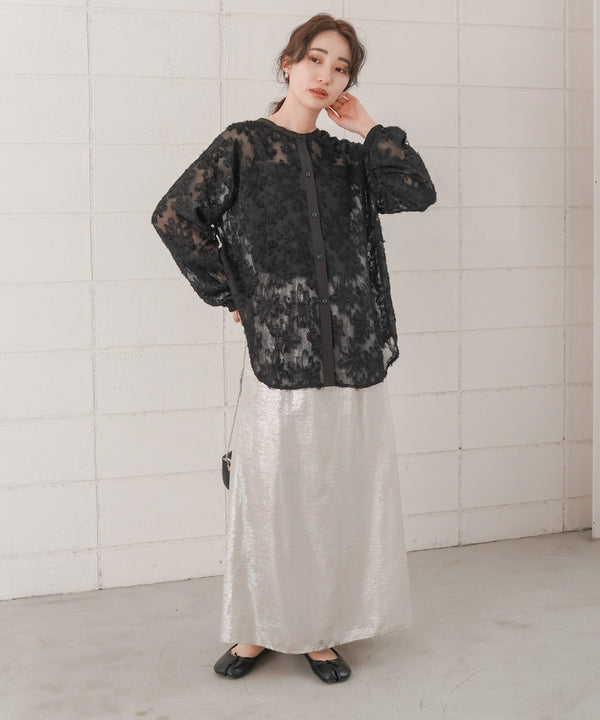 フェザージャガード前後２ＷＡＹロングブラウス