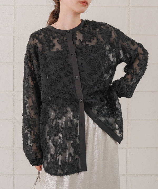 フェザージャガード前後２ＷＡＹロングブラウス