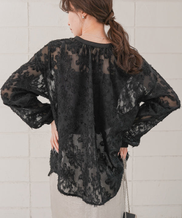 フェザージャガード前後２ＷＡＹロングブラウス