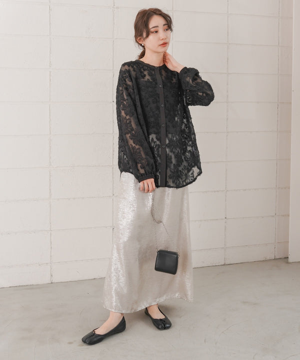フェザージャガード前後２ＷＡＹロングブラウス
