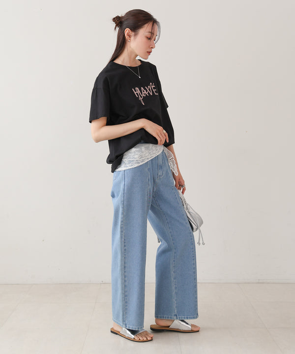 ロゴ刺繍デザインＴシャツ