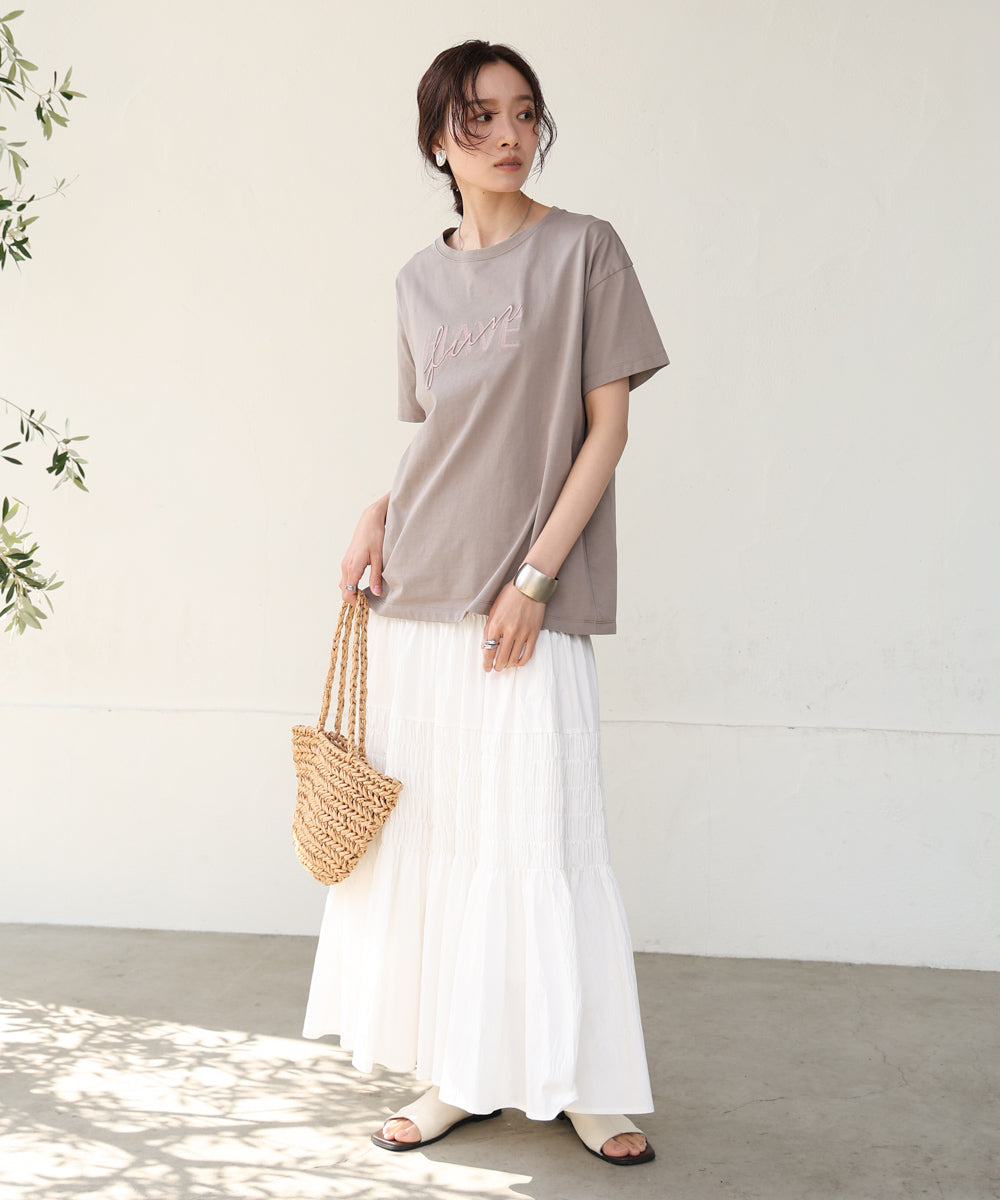 ロゴ刺繍デザインＴシャツ
