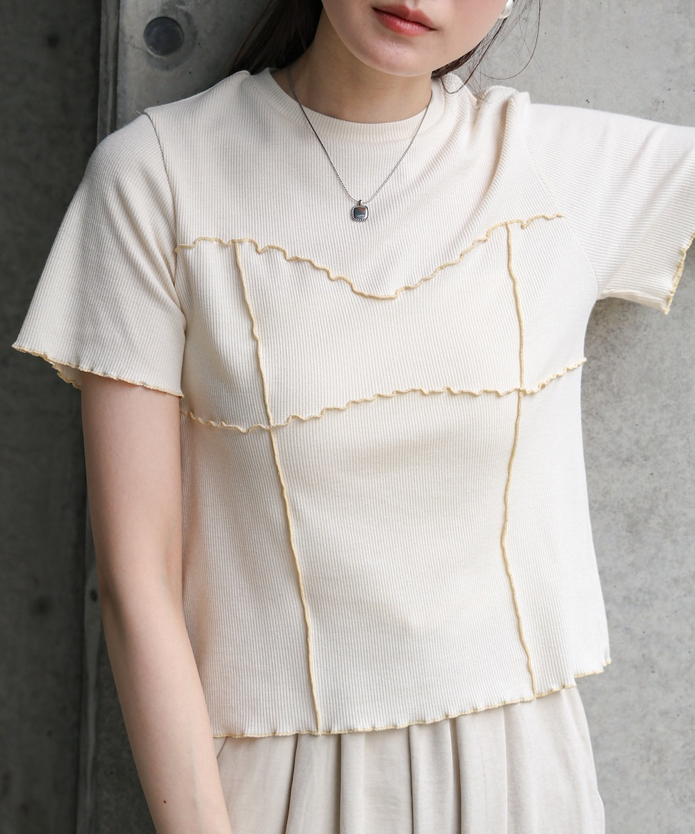 ビスチェライク配色メロウカットソー