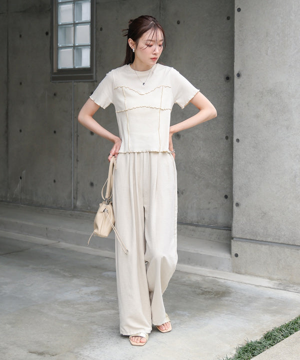 ビスチェライク配色メロウカットソー