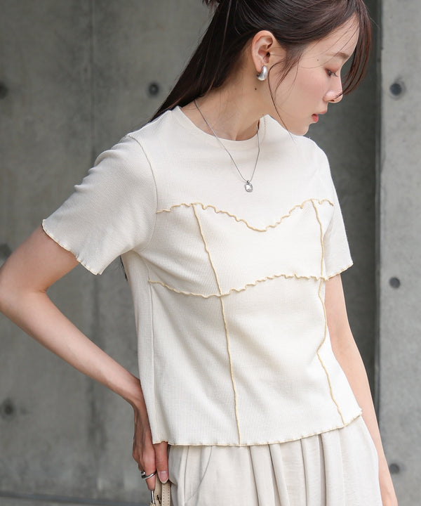 ビスチェライク配色メロウカットソー