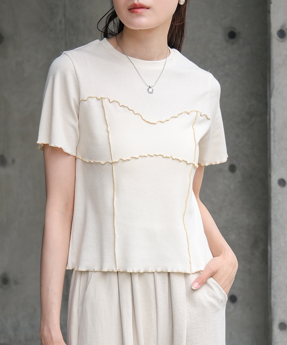 ビスチェライク配色メロウカットソー