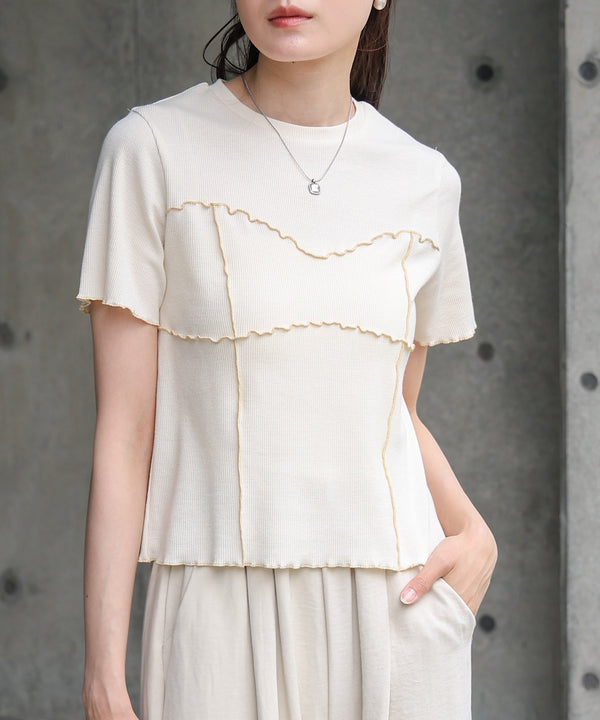 ビスチェライク配色メロウカットソー