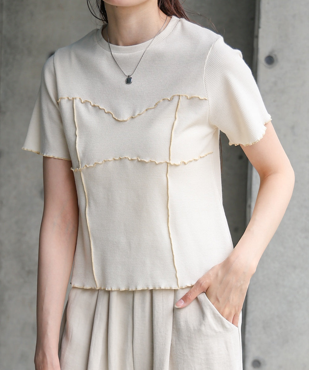 ビスチェライク配色メロウカットソー