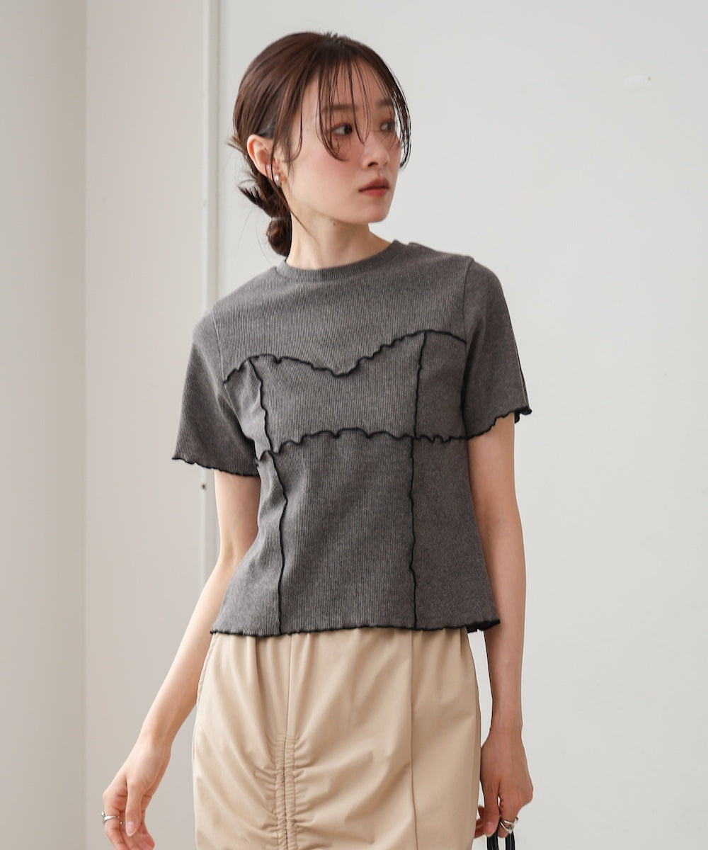 ビスチェライク配色メロウカットソー