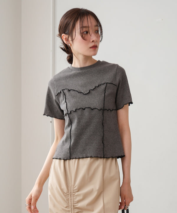 ビスチェライク配色メロウカットソー