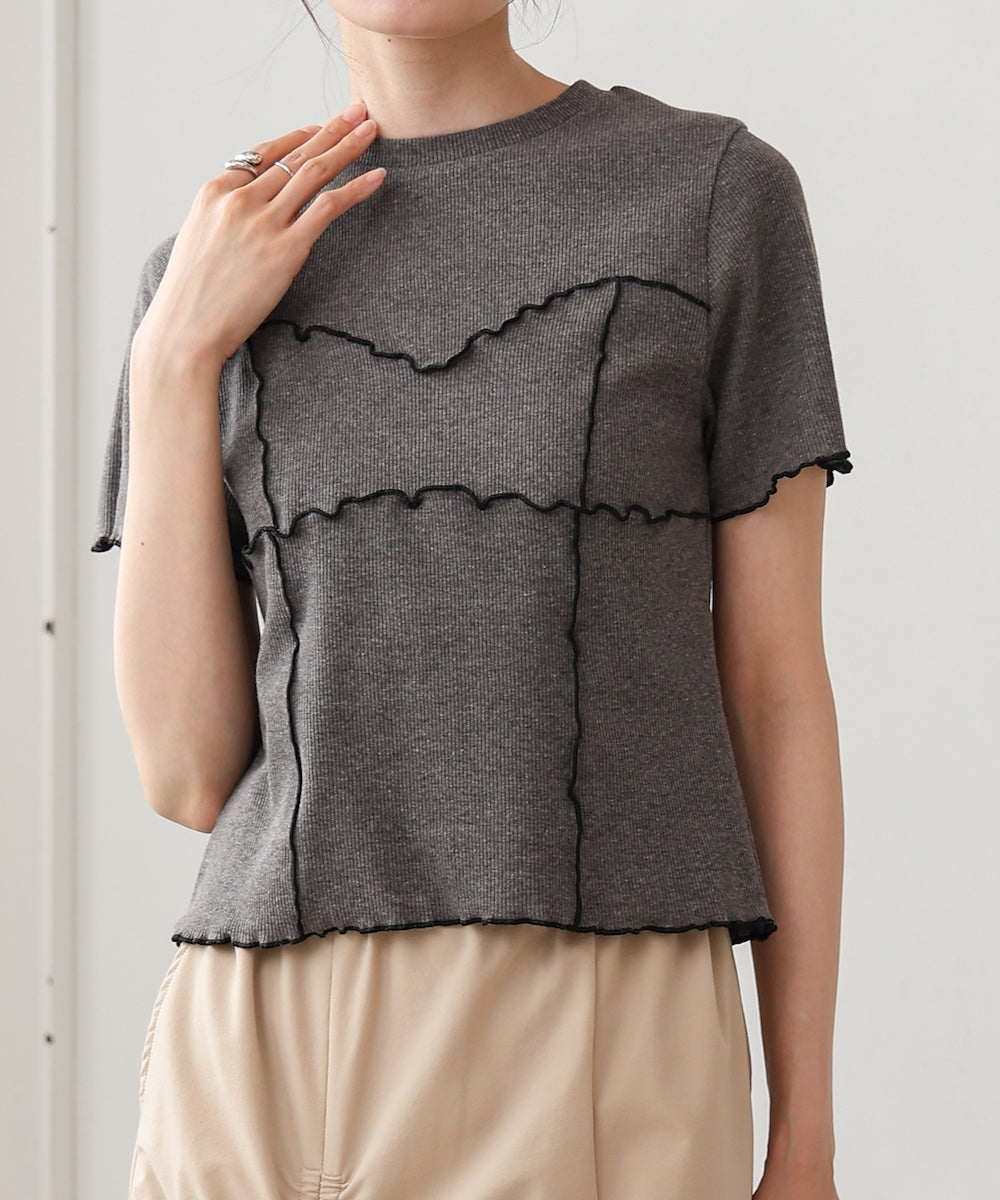 ビスチェライク配色メロウカットソー